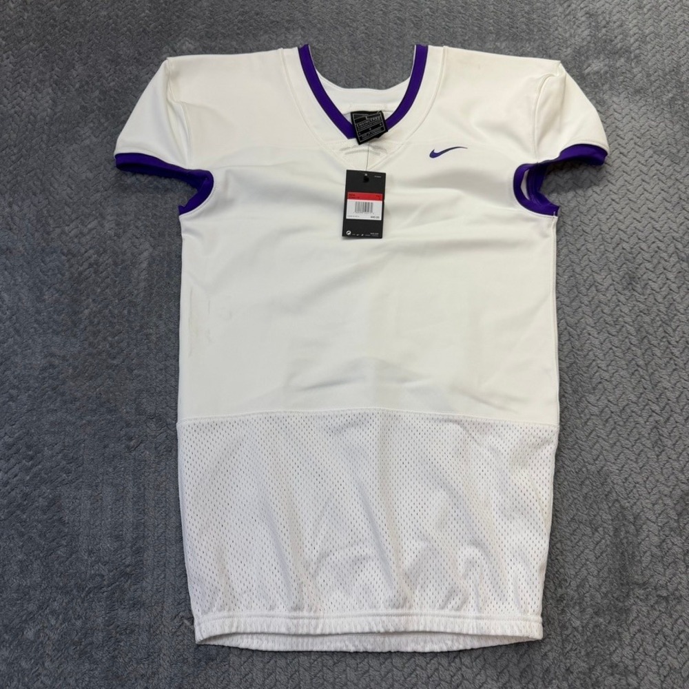 Nike Football Jersey Mens L White Purple Team Engineered AO4800-110 NWT Athletic